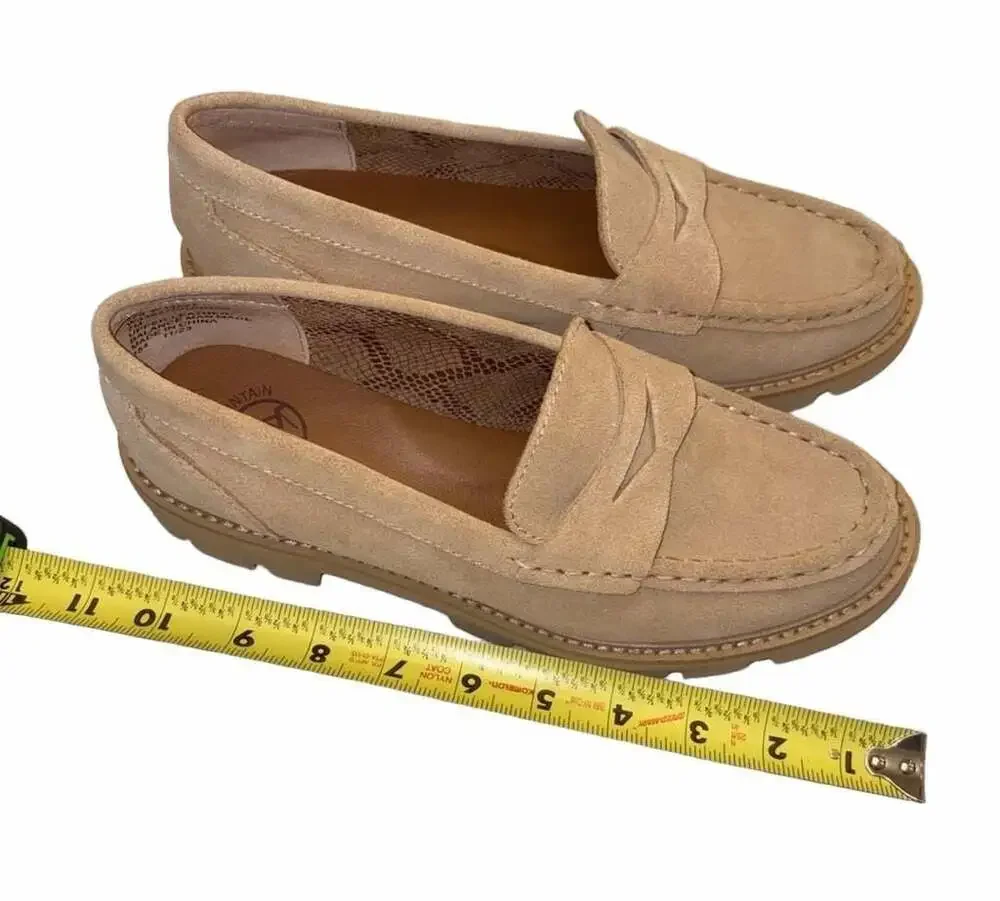 White Mountain Gunner Penny Loafer Suede Beachwood Size 8.5 Womens